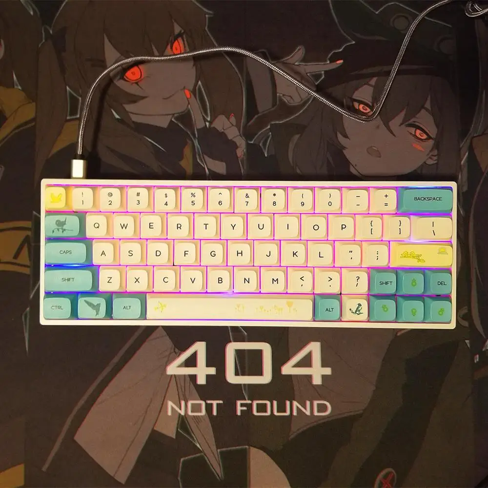 Four Seasons Theme Spring Wave 129-key PBT Sublimation mechanical keyboard GK61 TM680 K70 RK61 ANNE 2 XDA GMK keycap