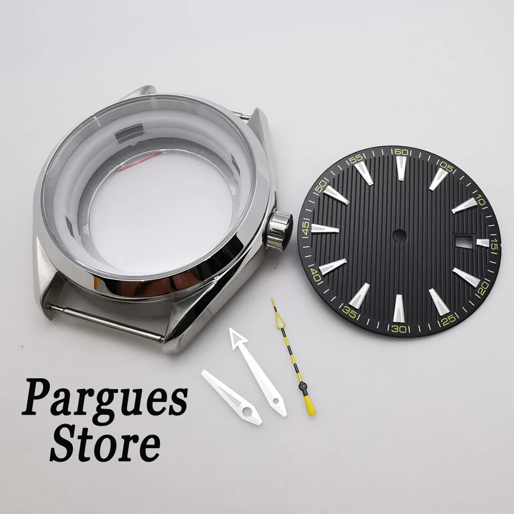 

41mm polished sapphire glass sterile watch case dial hands fit NH35 Miyota 8215 movement