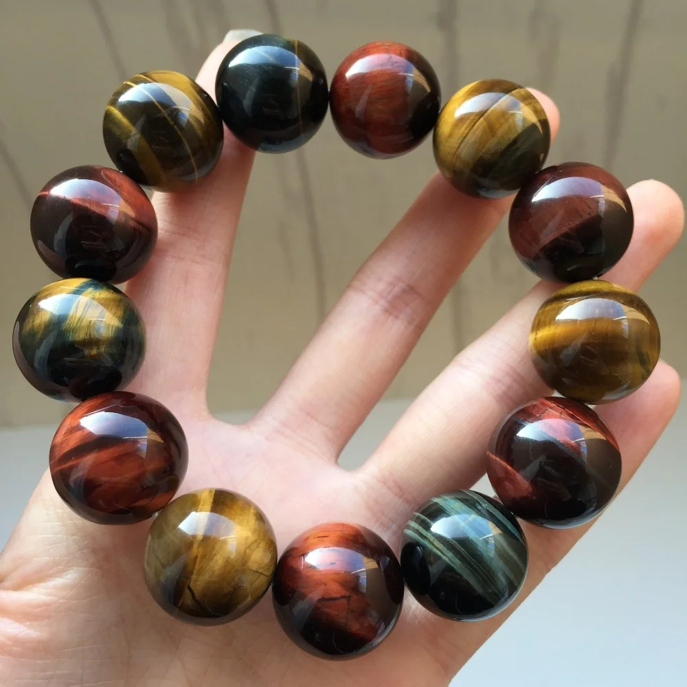 8-20mm Natural Colorful  Tiger Eye Stone Jade Bracelets for Woman and Man