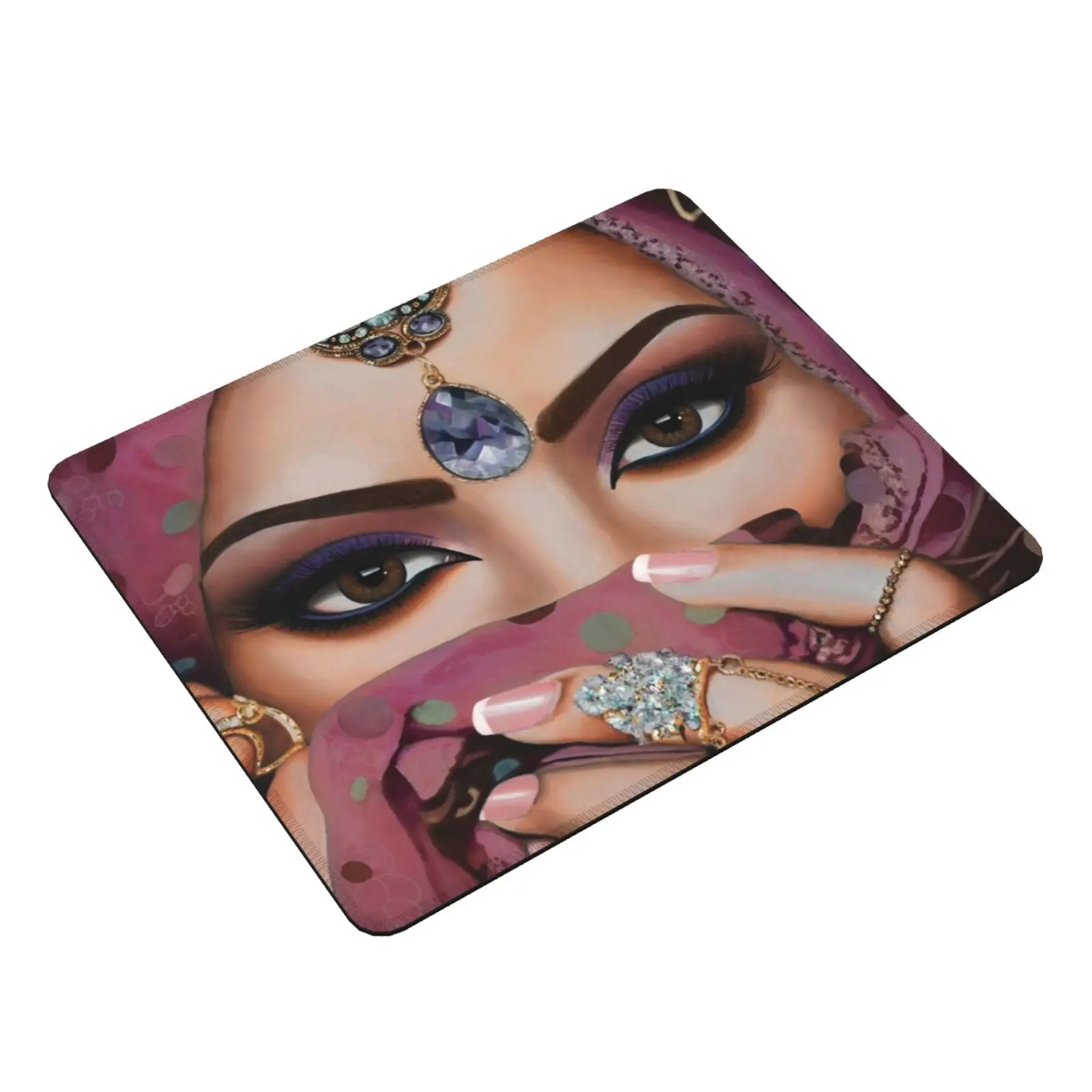 Hannah Mouse Pad DIY Print Hannah Pink Gold Exotic Hijab Hijabi Brown Eyes Arab Arabic Makeup Uae Abu