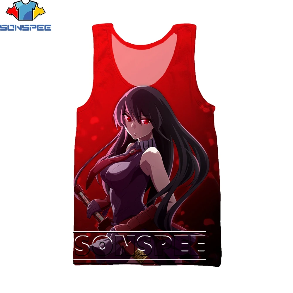 SONSPEE 3D Printing Cartoon Anime Akame Ga Kill Tank Top Summer Sleeveless Garment Fashion Trend All-match Sports Undershirt