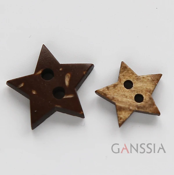 50 pcs/lot Size:13-15mm,Natural Coconut Buttons,2 Holes,Interesting Star Shape Design,Clothing Accessories(kk-707)