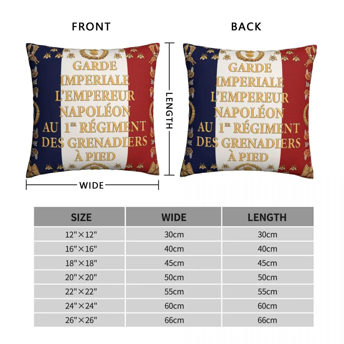 Napoleonic French 1er Garde Imperiale Flag Square Pillowcase Polyester Linen Velvet Printed Decor Pillow Case Sofa Seater Cover