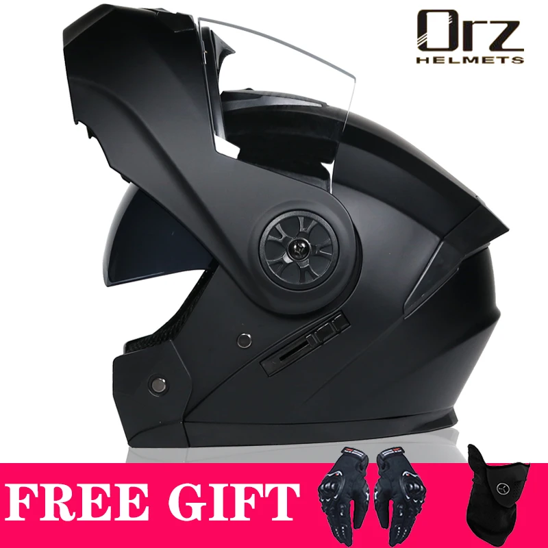 Neuester DOT-zugelassener, sicherer, modularer Flip-Motorradhelm Voyage Racing Dual Lens Helm Innenvisier Orz-161