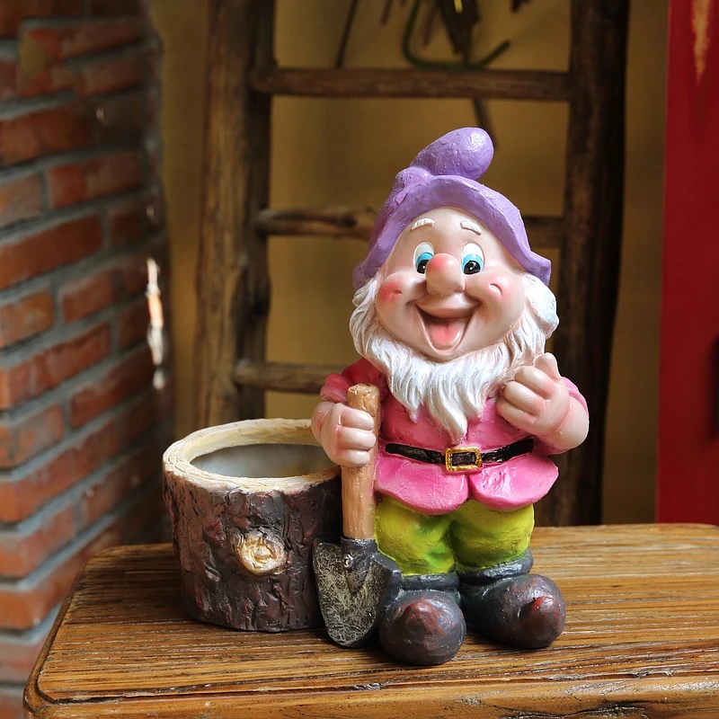 

Pastoral Resin Dwarf Flower Pot Ornaments Outdoor Garden Accessories Crafts Courtyard Landscape Villa Sculpture Figurines Decor