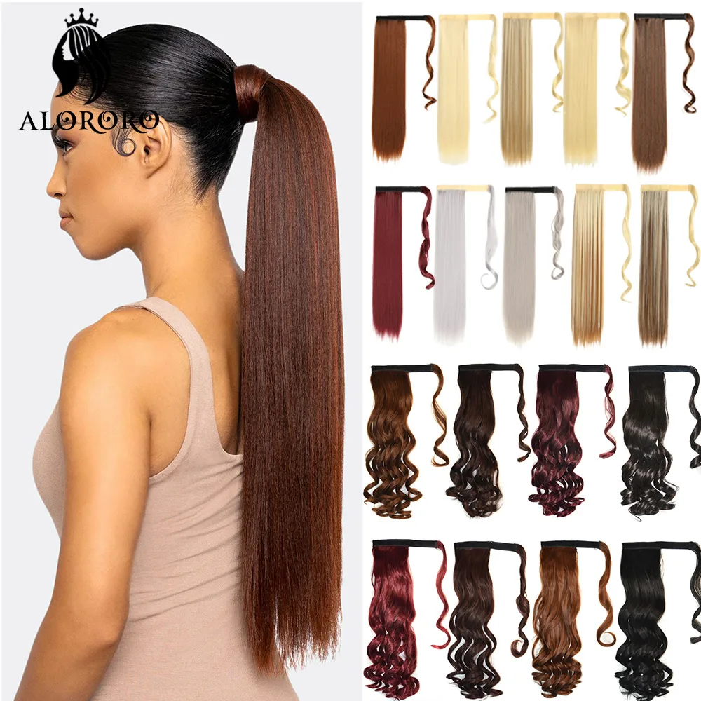 

Long Ponytail Hair Extensions Women Synthetic Straight Ponytail Clip In Hair Wig Ponytail 16/18/22 inch Fake Hair Alororor