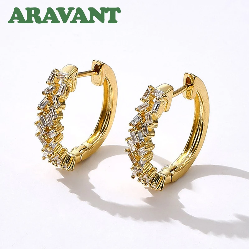 Aravant 925 Silver 18K Gold Round Hoop Earrings For Women Fashion Jewelry