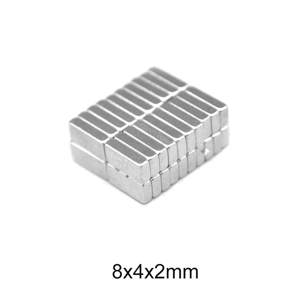 20~500PCS 8X4X2 mm Square Search Magnet 8mm X 4mm Permanent Neodymium Magnet Strong 8x4x2mm Small Block Strong Magnet 8*4*2 mm