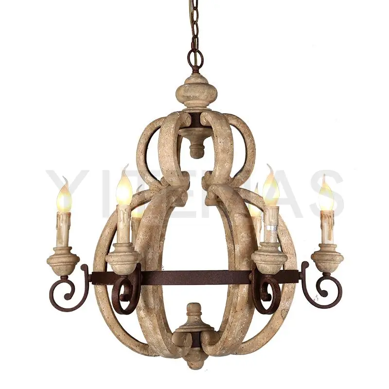 

Rustic iron wooden chandelier interior 6 candle lights country loft decorative indoor lighting russia 2018 antique wood lamp