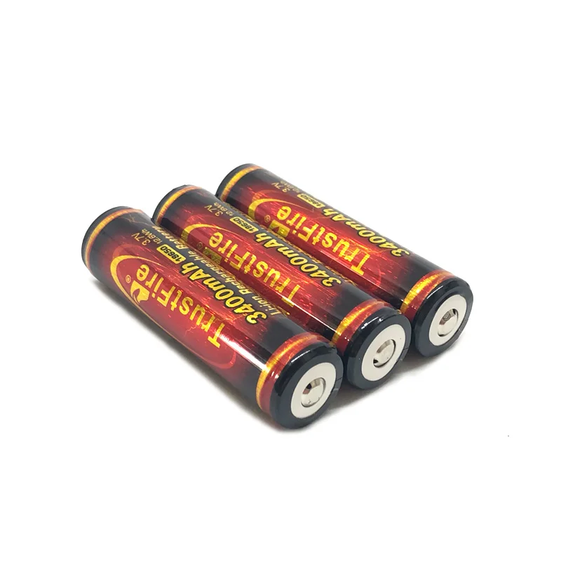 10pcs/lot TrustFire 3.7V 3400mAh 18650 Rechargeable Lithium Battery High Capacity with Protected PCB for LED Flashlights