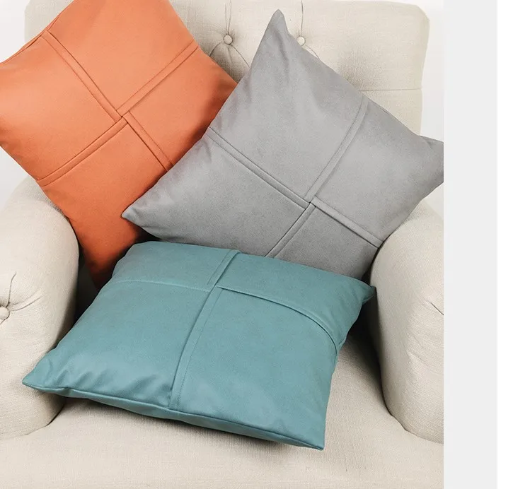 30x50/45x45/50x50cm solid color pu leather cushion cover cross pattern pillow case lumbar pillow cover