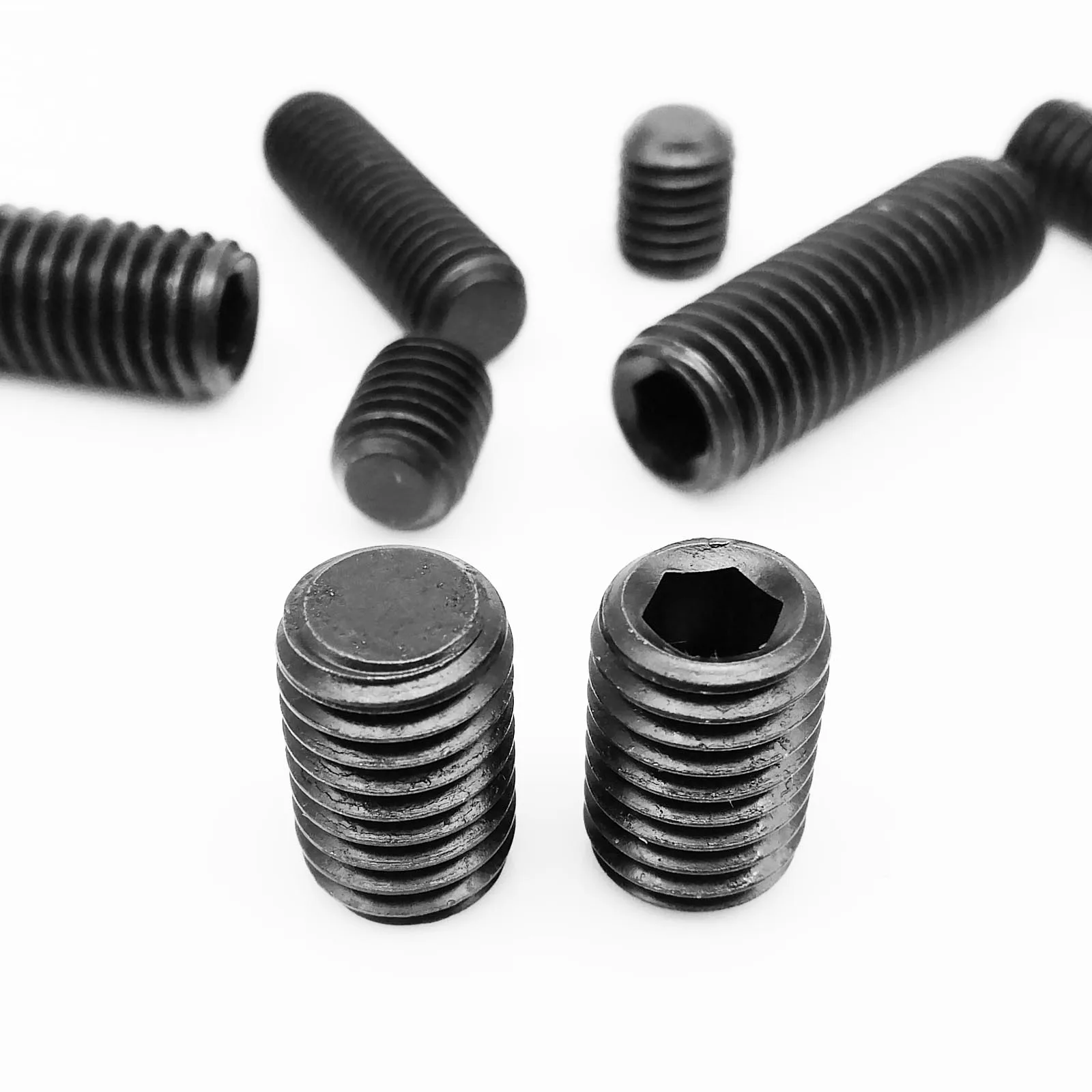 10/50pc M2 M2.5 M3 M4 M5 M6 M8 Black Grade 12.9 Steel Allen Head Hex Hexagon Socket Flat Point Set Screw Grub Bolt