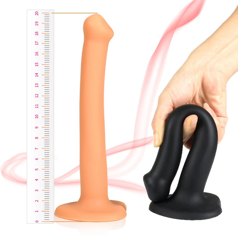 Consolador largo de silicona con ventosa para mujeres y hombres, Juguetes sexuales realistas, gran tapón Anal, Vaginal, punto G, masturbación