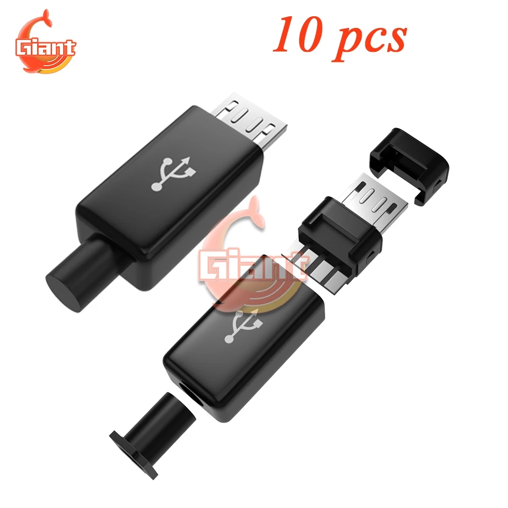 10 pcs Micro USB Male Connector 4 Pin DIY Date Cable OTG Line Plastic Shell Jack Tail Socket T Plug Terminals Micro Converter