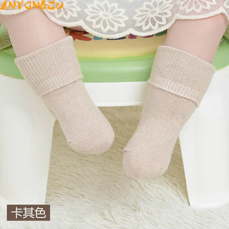 Woolen Knitted Sock Double Needle  New  Children's Socks Boy Girl  Winter Thick Warm Knee Baby Socks0 To 6t 10pair/lot