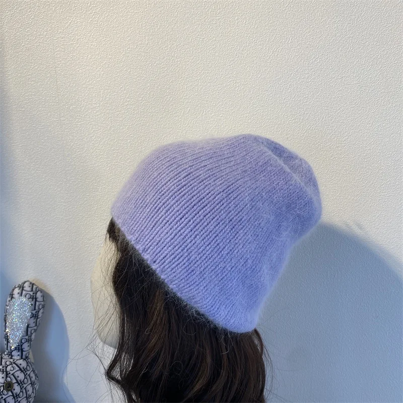 Winter Ladies Girls Cashmere Beanie Caps Women Thickened Warm Knit hat Skullcap Adult Rabbit fur Wool Skullies Gorras