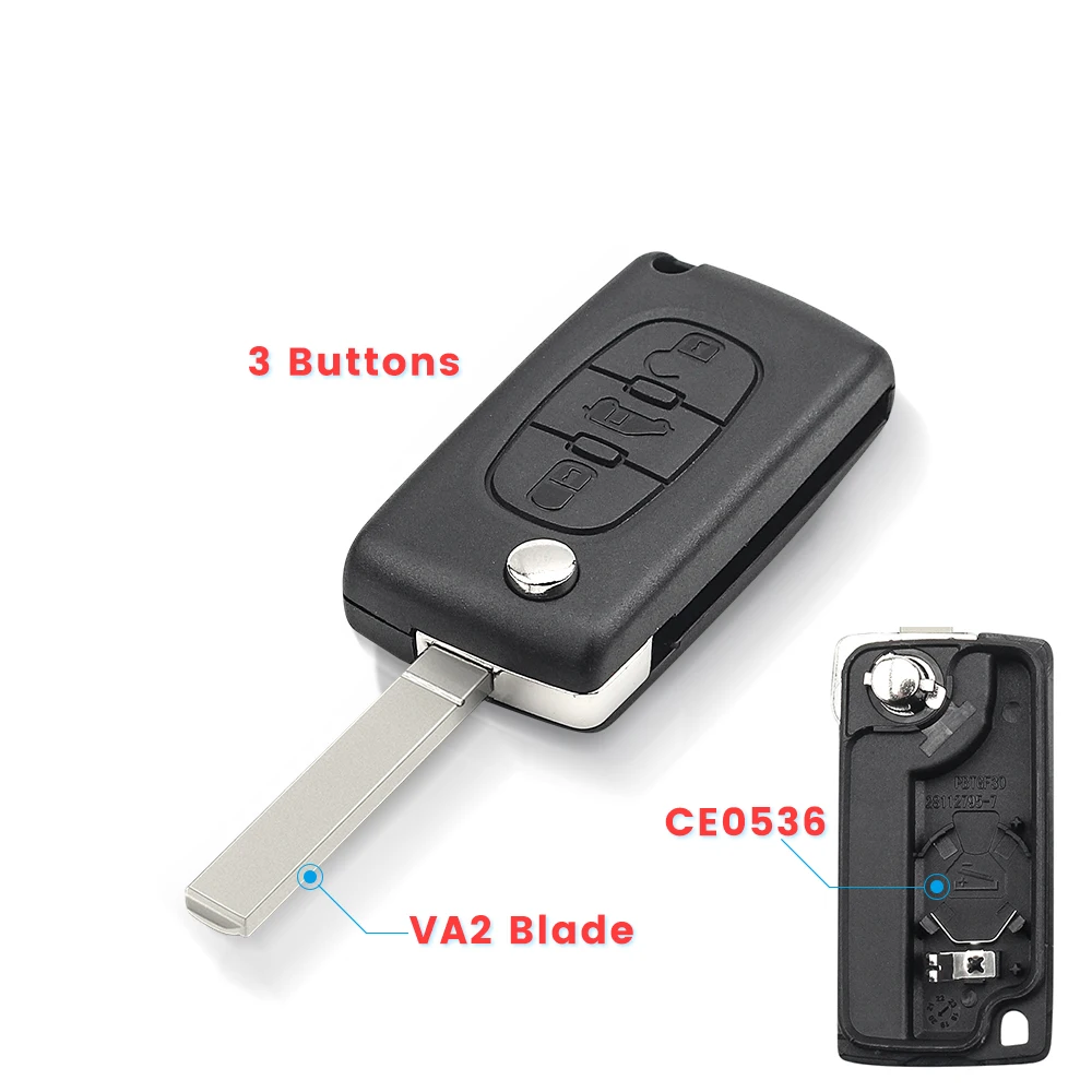 KEYYOU CE0523 CE0536 Replacement For Fiat Scudo HU83/VA2 Blade Flip Folding Remote Key Case Shell Fob 3 Buttons Car Styling