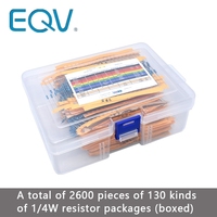 2600pcs/lot 130 Values 1/4W 0.25W 1% Metal Film Resistors Assorted Pack Kit Set Lot Resistors Assortment Kits Fixed resistor