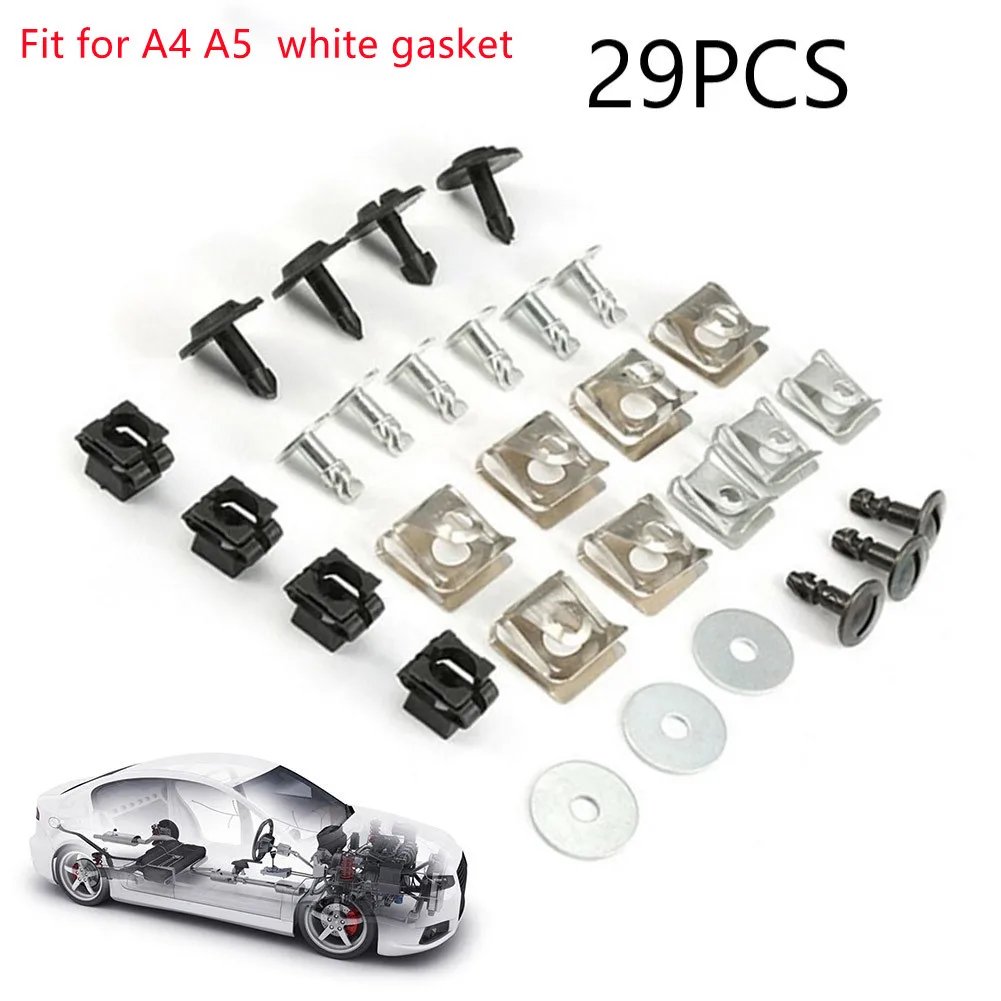 28/29pcs Mixed/Set Engine Hood Screw Set ENGINE UNDERTRAY UNDER COVER CLIPS FITTING KIT For -Audi A4 B8 A5 8T Car Accessorry