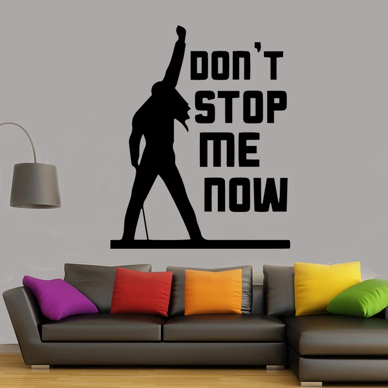 Freddie Mercury Queen Band Music Quote Don't Stop Me Now Wall Sticker Home decor For Living Room Bedroom Vinyl Decal Mural Y46