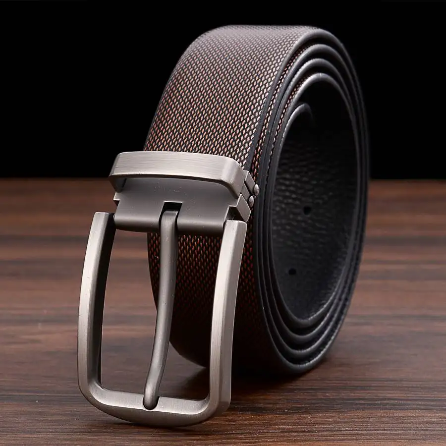 Men's Leather Dress Belt Fashion Male Waistband Width:3.5cm Length:105-125cm Black\Coffee Color