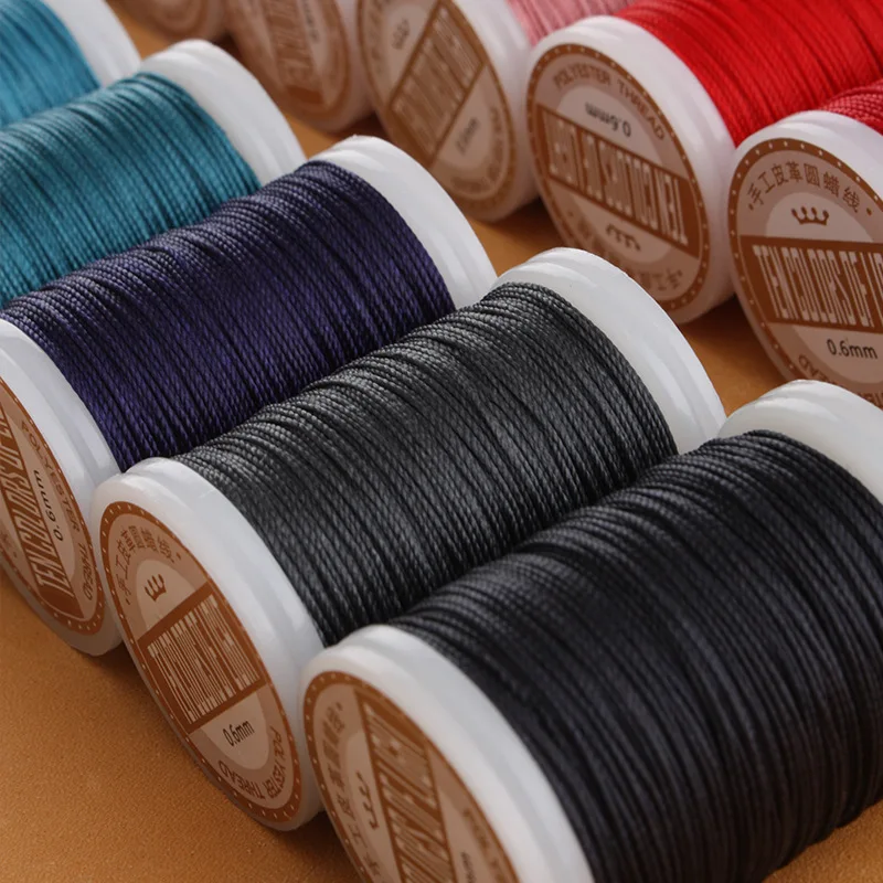 Waxed Polyester Cord Wax-Coated Strings Waterproof Round Wax Coated Thread for Braided Bracelets DIY 0.4mm-0.5mm-0.6mm 22Colors