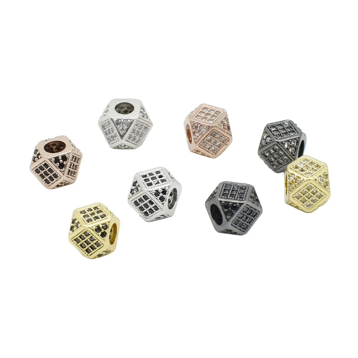 Cubic Zirconia Copper Polygon Accessories  Charm Separator  Pendant Bracelet Necklace Women  Finding DIY Supplies Jewelry Making