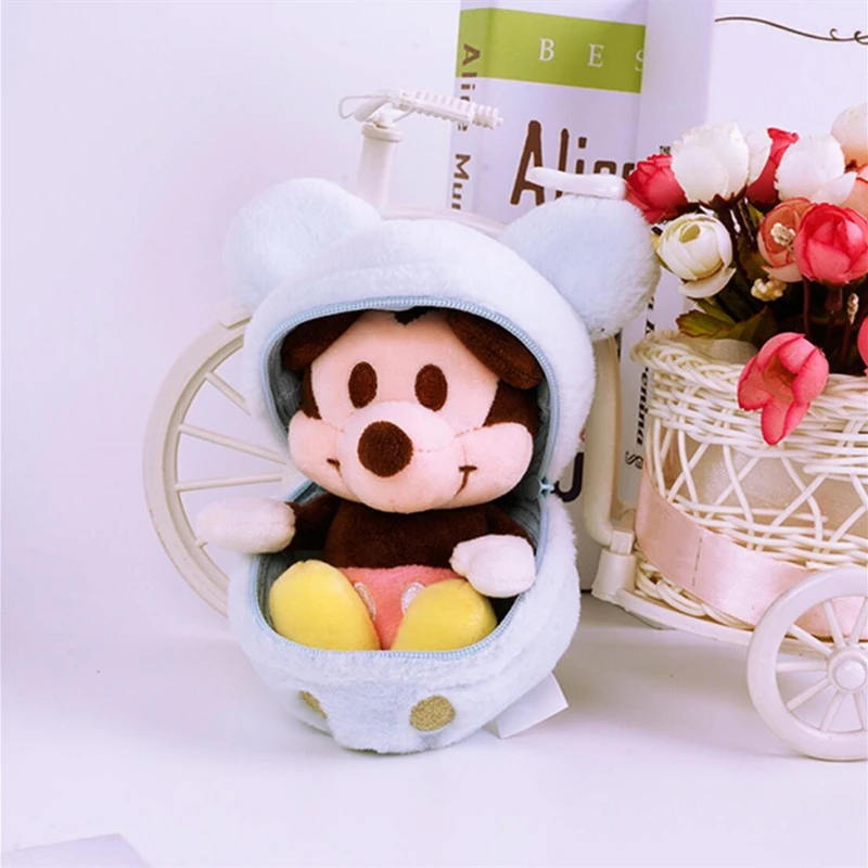 Genuine Disney Keychain Pendant 12 Styles Fruit Egg Plush Doll Anime Mickey Minnie Donald Duck Daisy Plush Toy Kawaii Girl Gift