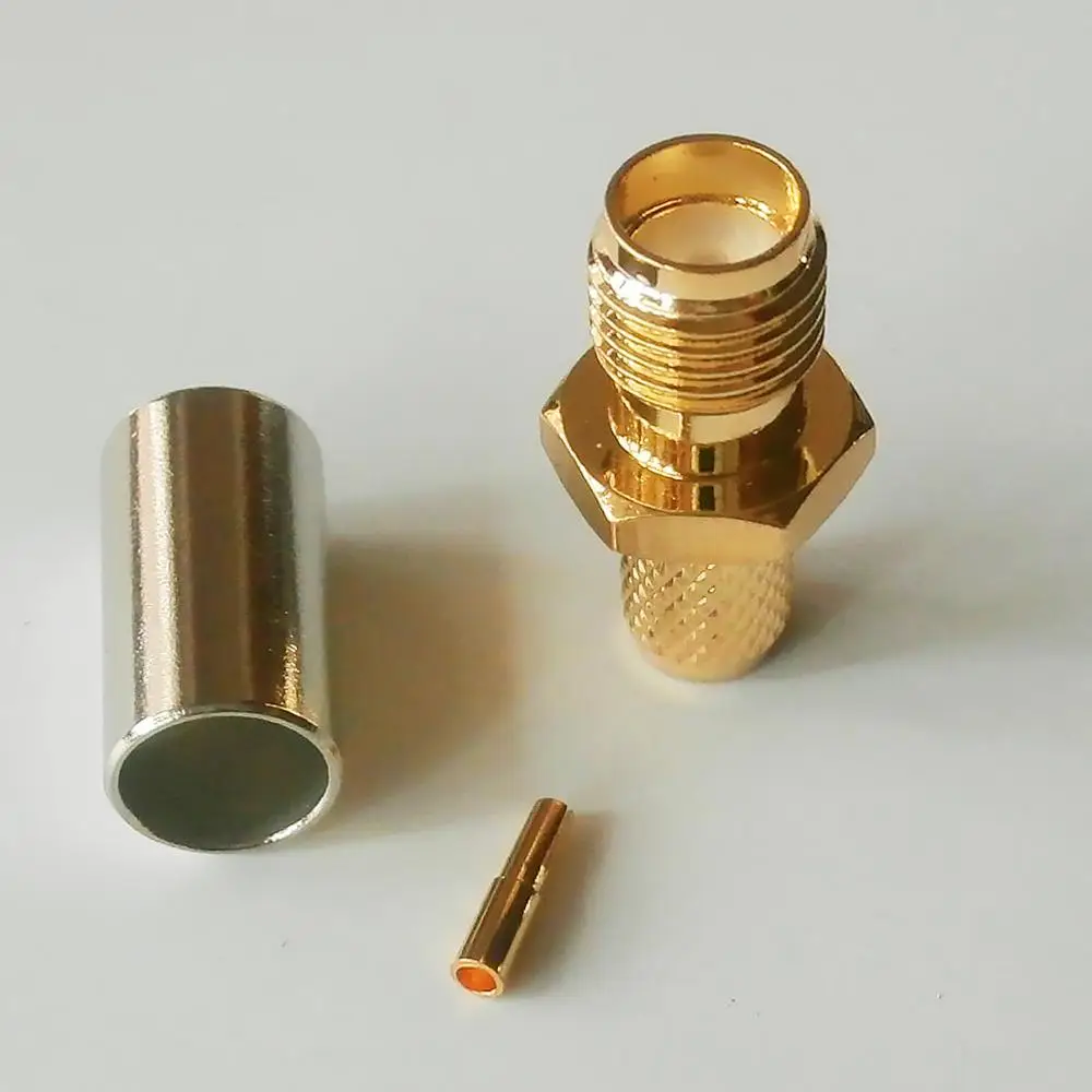 1X Pcs High-quality RF Coax Connector Socket SMA Female Jack Crimp for LMR195 RG58 RG142 RG223 RG400 Cable Plug Gold Coaxial