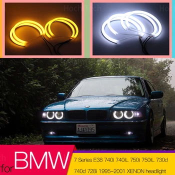 ไฟ LED ผ้าคอตตอน2สีสำหรับ BMW 7 E38 740i 750i 750iL 730d 740d ไฟหน้าซีนอน1995-01