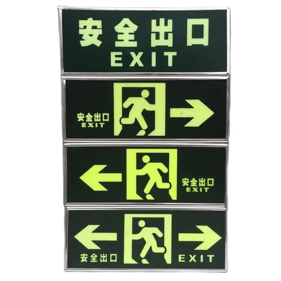 Spontaneous Glowing Indicator Sign, Exit Safety Sign, Stairs, Fire Escape, Noctilucent Signs, Fluorescent Arrow, Prompt Way