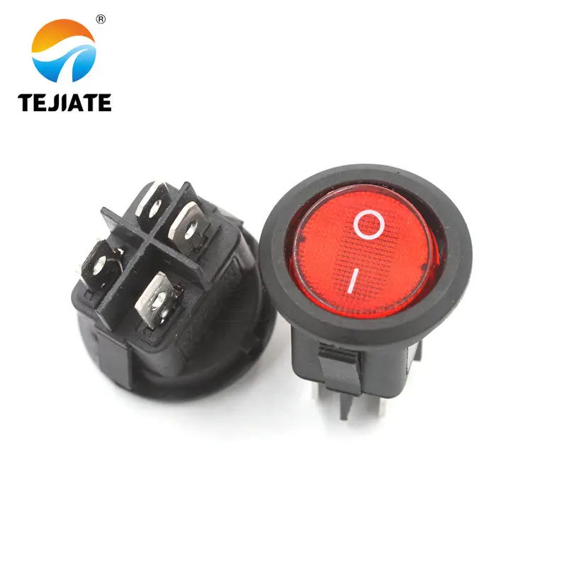 1PCS Ship Type Power Switch Boat Shaped Round Rocker Switch 2/3/4 Feet Red/Green/White/Black Press button 6A 250V Cat eye