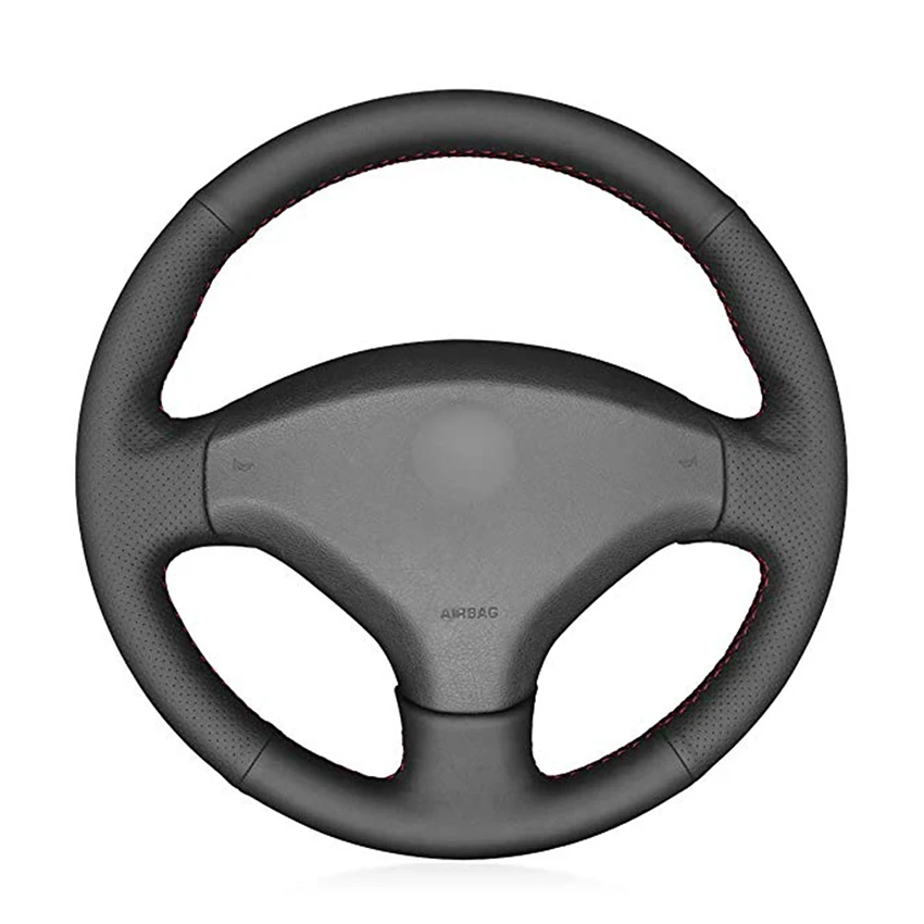 Hand-stitched Black Leather Car Steering Wheel Cover for Peugeot 308 2007 2008 2009 2010 2011 2012 2013 408 2012 2013 2014