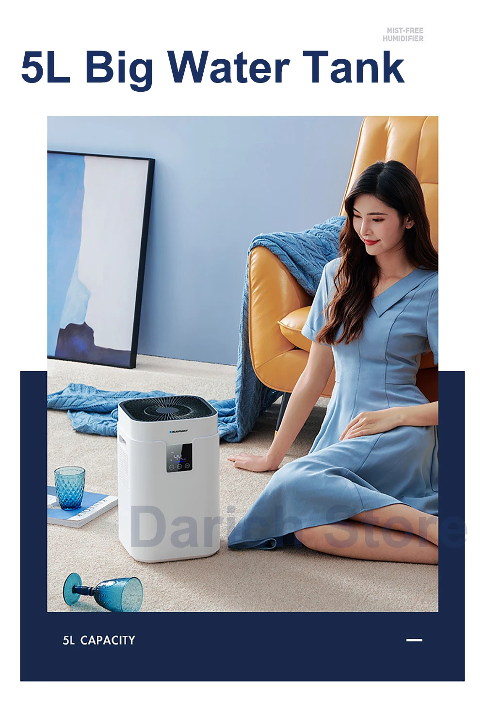 App Control Cold And Hot Fog  All In One Air Humnidifier 500Ml/H 5L Mist Maker Smart Screen Essential Aroma Oil Diffuser