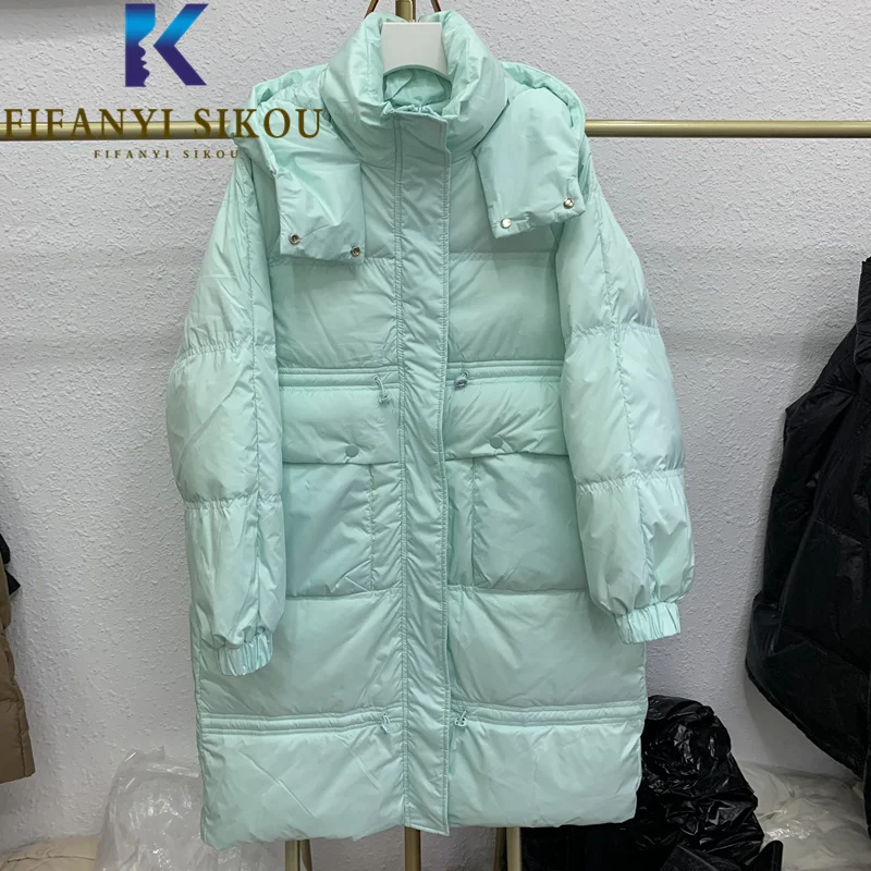 

Hooded Down Jackets Women High Quality Long Parkas Big Pocket Fashion Thick Warm Loose Cotton Coat Female Casual Winter Jacket