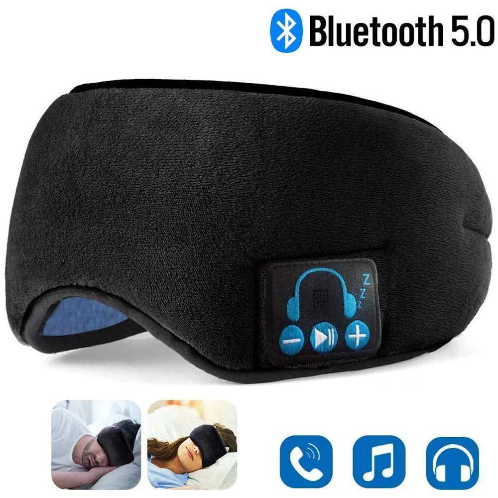 Unisex Sleep Headphones, Sleep Eye Mask Bluetooth 5.0, Designed with Ultra Thin Speakers & MIC, Super Soft,Camping Travel Helper