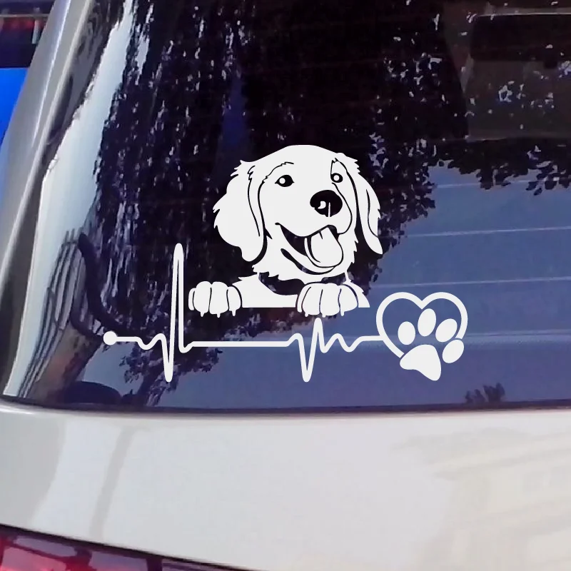 Cute Golden Retriever Pet Dog Vinyl Waterproof Reflective Decals Body Car Window Decoration Stickers Auto Parts