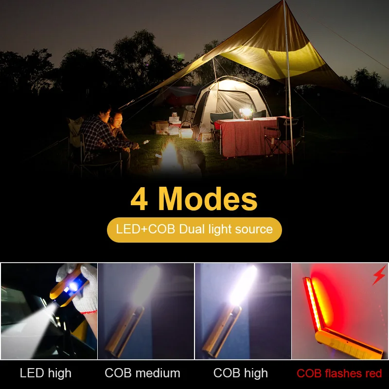 Portable COB Working Light Magnetic Flashlight Led Work Lamp USB Charge Car Flashlight Rotatable Multifunction Lantern with Hook