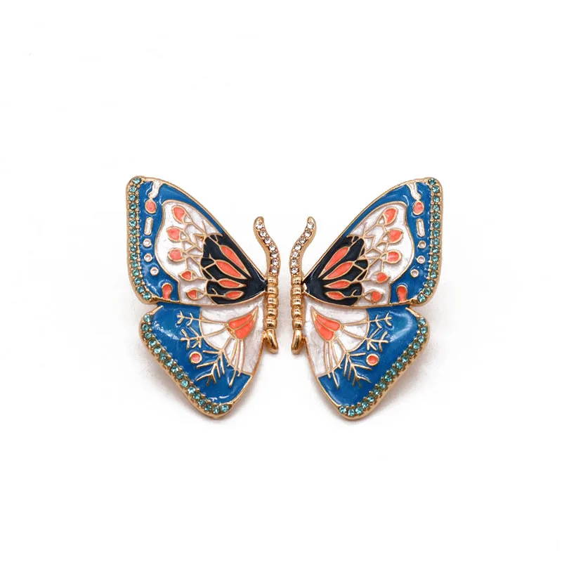 Butterfly Earrings Stud Alloy Creative Colorful Enamel  Retro Pretty Rhinestone Party  Accessories For Women Girl