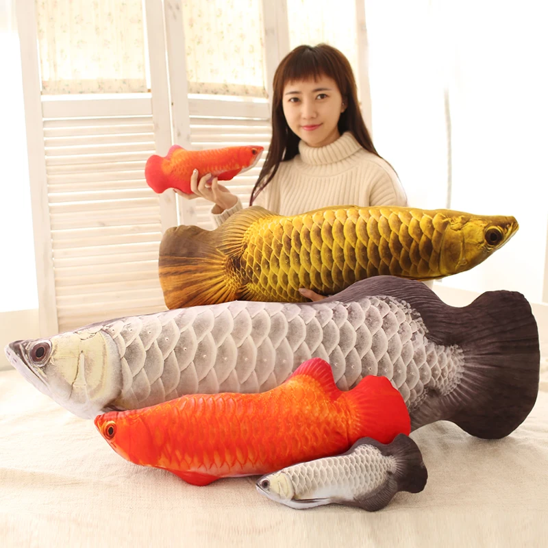 lifelike Gold Arowana Golden fish funny plush toy soft stuffed cushion sofa pillow girl boy birthday gift 1pc