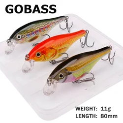 GOBASS 3pcs 80mm 11g Jerkbait Fishing Floating Minnow Lures Bass Wobblers For Trolling Hard Artificial Bait Crankbait Tackle Kit