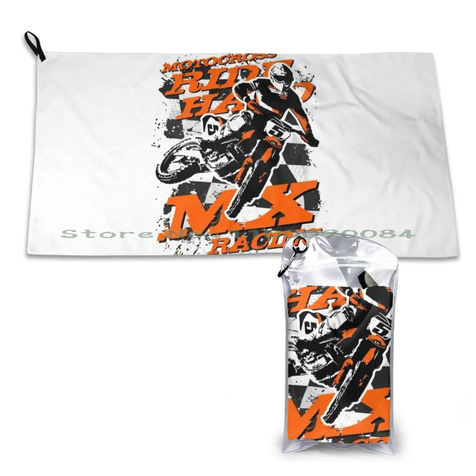 Motocross-Supercross Quick Dry Towel Gym Sports Bath Portable Turtle Tribal Color Tahiti Sea Blue Ocean Red Soft