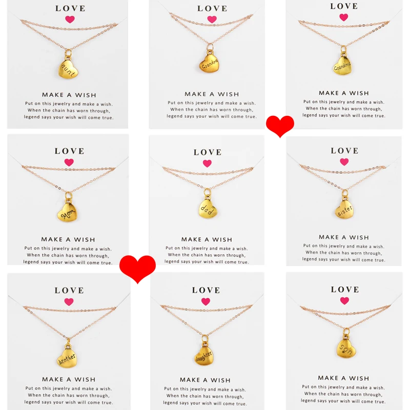 Family Pendants Necklaces Mom Grandma Aunt Sister Uncle Daughter Grandpa Dad Charm Fashion Jewelry i Love you Gift