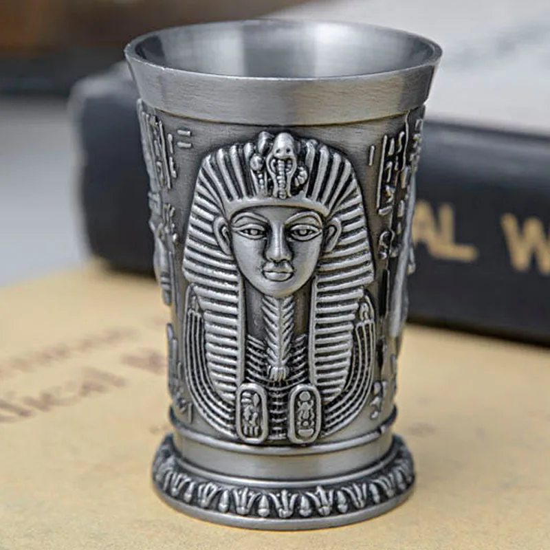 Creative European Retro Wine Glass Zinc Alloy Egyptian Wine Glass Ancient Egypt Wine Glass Metal Crafts Christmas Halloween Gift