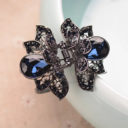 Retro Flower Rhinestones Hair Clip Hairpins Crystal Crab Hair Claws For Women Girl Hair Accessories