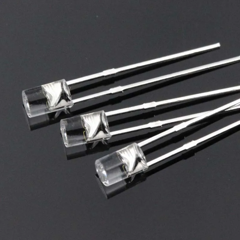 1000PCS 3MM Flat Top Transparent Short Leg Boundless Red Blue Green Yellow White Warm DIP LED