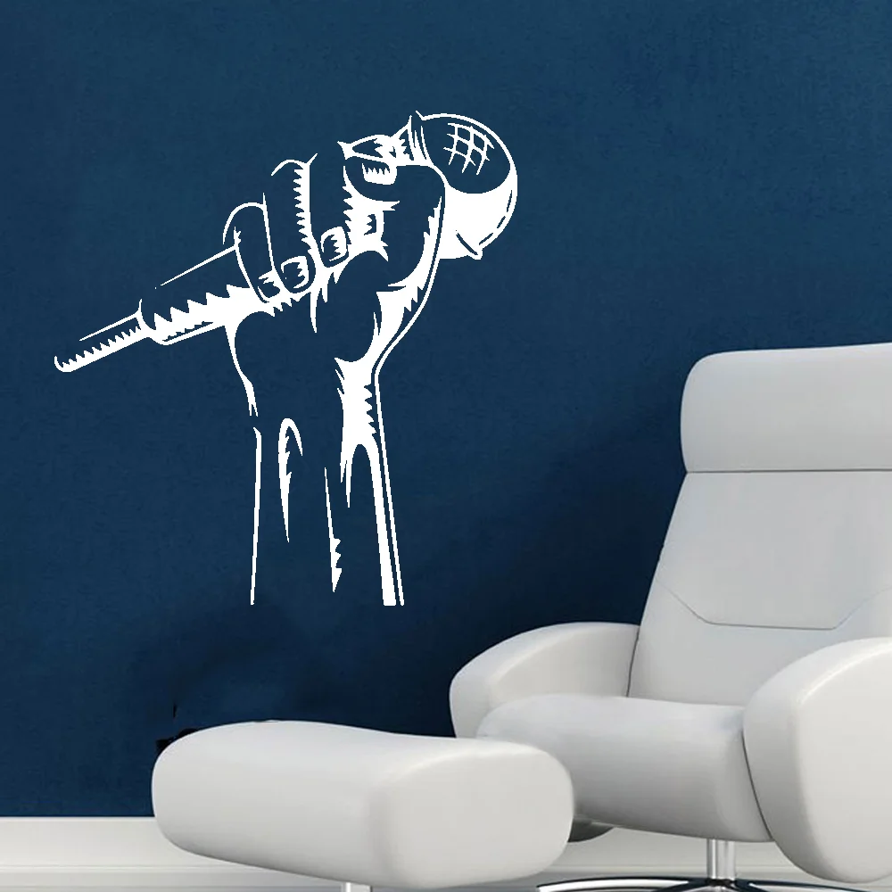 Carved Microphone Music Removable Pvc Wall Stickers Decor Living Room Bedroom Removable Mural Poster