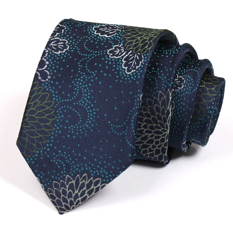 

Brand New Gentleman Business Dark Blue 7CM Ties For Men High Quality Fashion Formal Necktie Male Jacquard Cravate With Gift Box