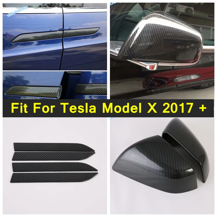 

Auto Outside Door Pull Doorknob Handle Catch Cap Cover Trim For Tesla Model X 2017 - 2020 ABS Carbon Fiber Exterior Accessories