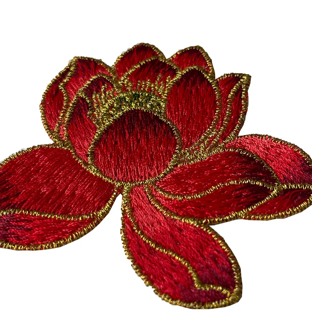 High Quality Lotus Flower Applique Embroidery Cloth Patch Sew on flower Patch DIY Accessories for Dress Classical Costume